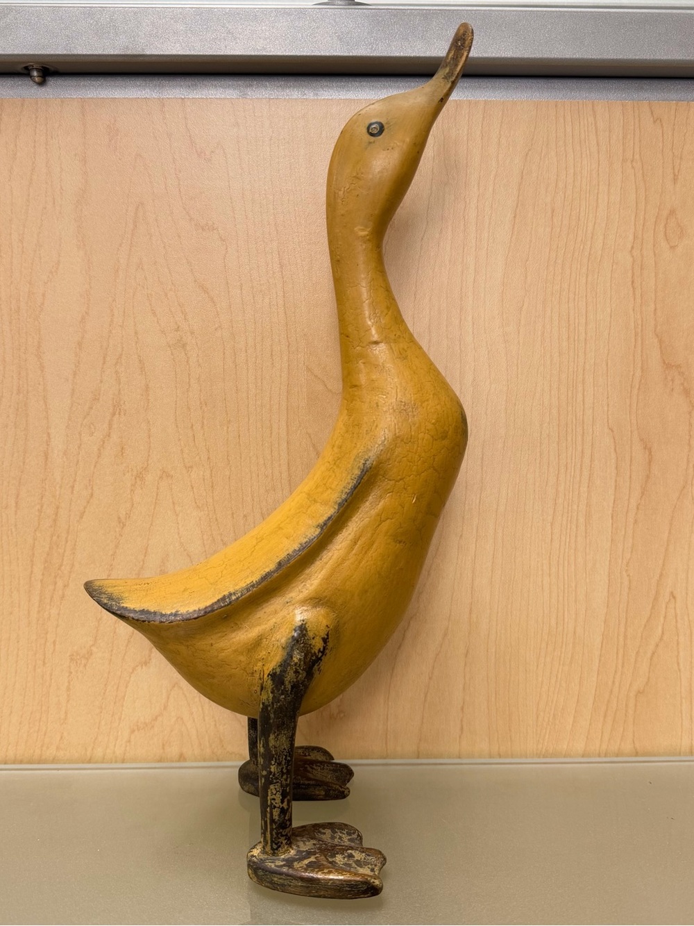 Vintage hand carved Yellow Decorative Duck Bird Figurine - Brand Unknown